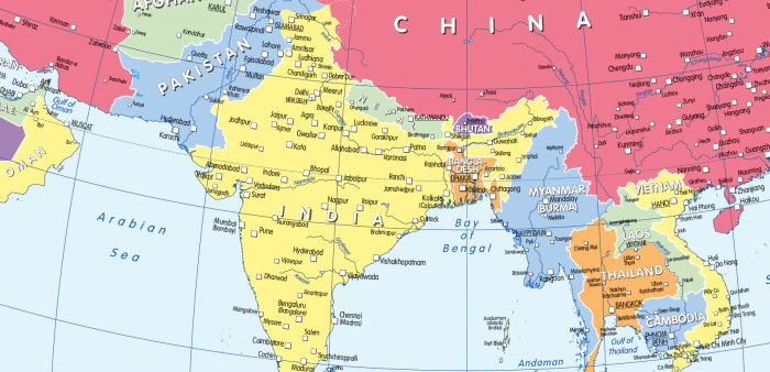 Colour Blind Friendly Political Map Of Asia Cosmographics Ltd