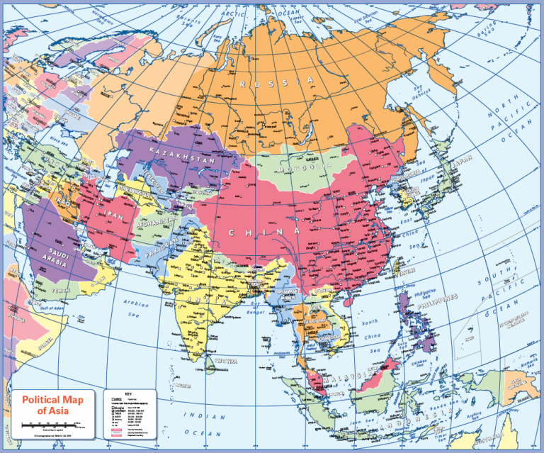 Colour Blind Friendly Political Map Of Asia Cosmographics Ltd