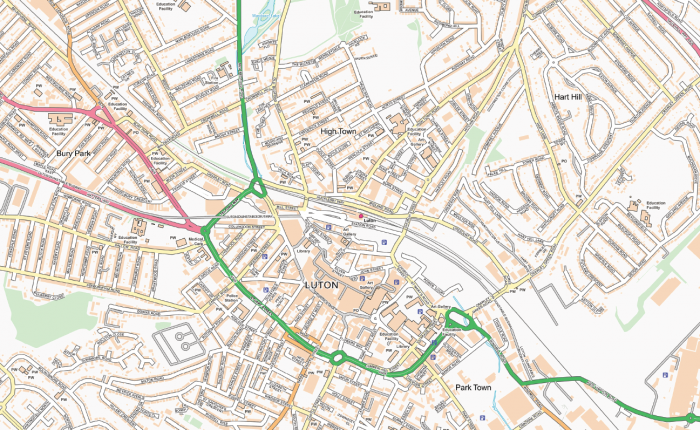 Luton and Dunstable Street map - Cosmographics Ltd