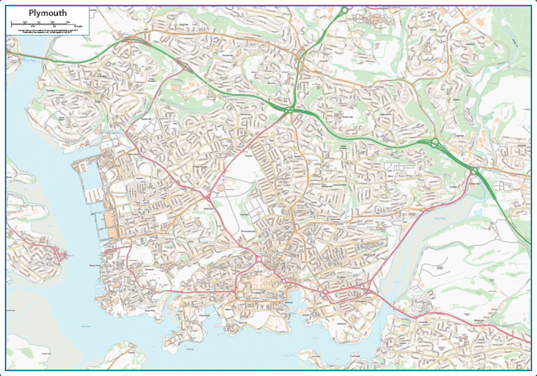 Plymouth Street Map Cosmographics Ltd   Plymouth Street Map653 768x538 