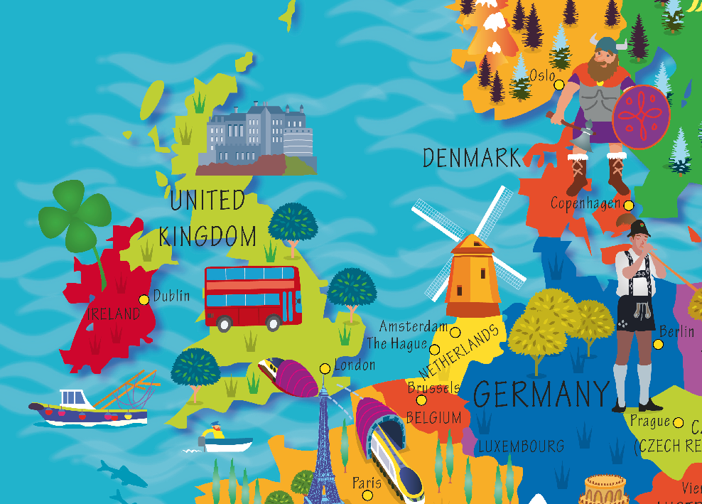 Personalised Children's Picture Map of Europe Cosmographics Ltd