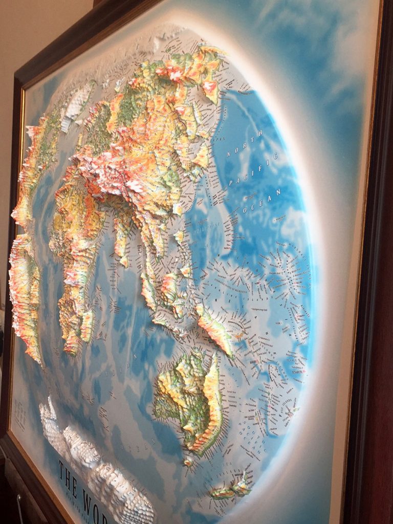 3D raised relief map of the World (Free delivery in the UK