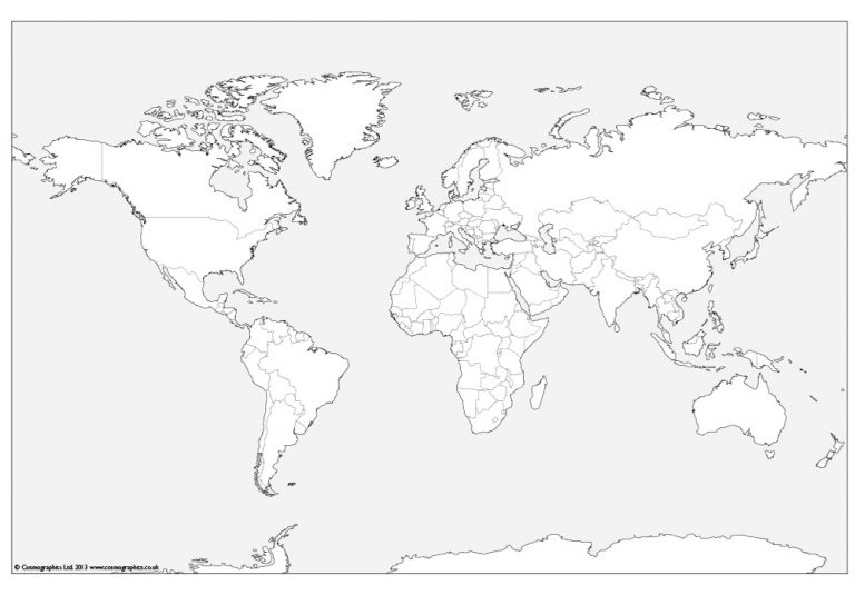 Free outline Map of the World - Cosmographics Ltd