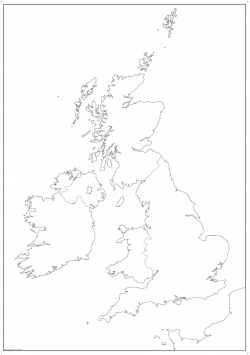 Big British Isles map outline with borders - Cosmographics Ltd