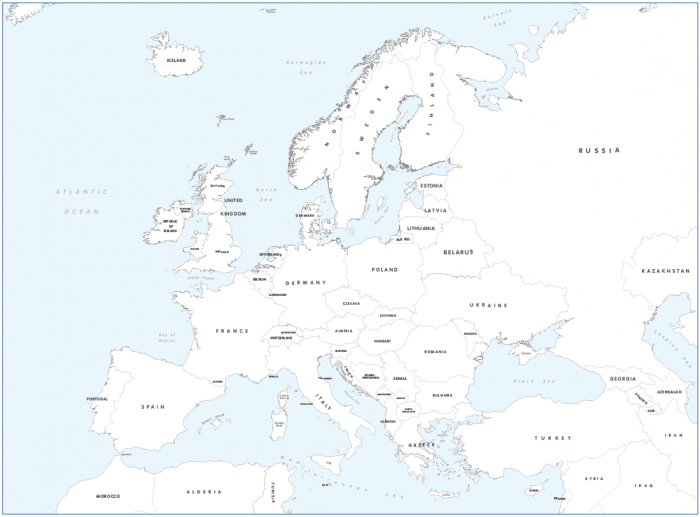 Big Europe colouring map - Cosmographics Ltd