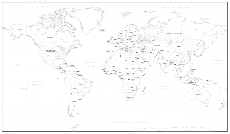 Large detailed world colouring map - Cosmographics Ltd