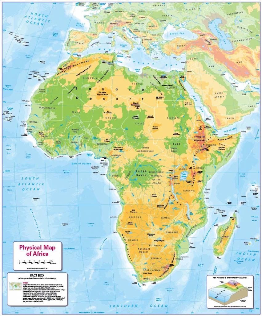 Children's Physical map of Africa - Cosmographics Ltd