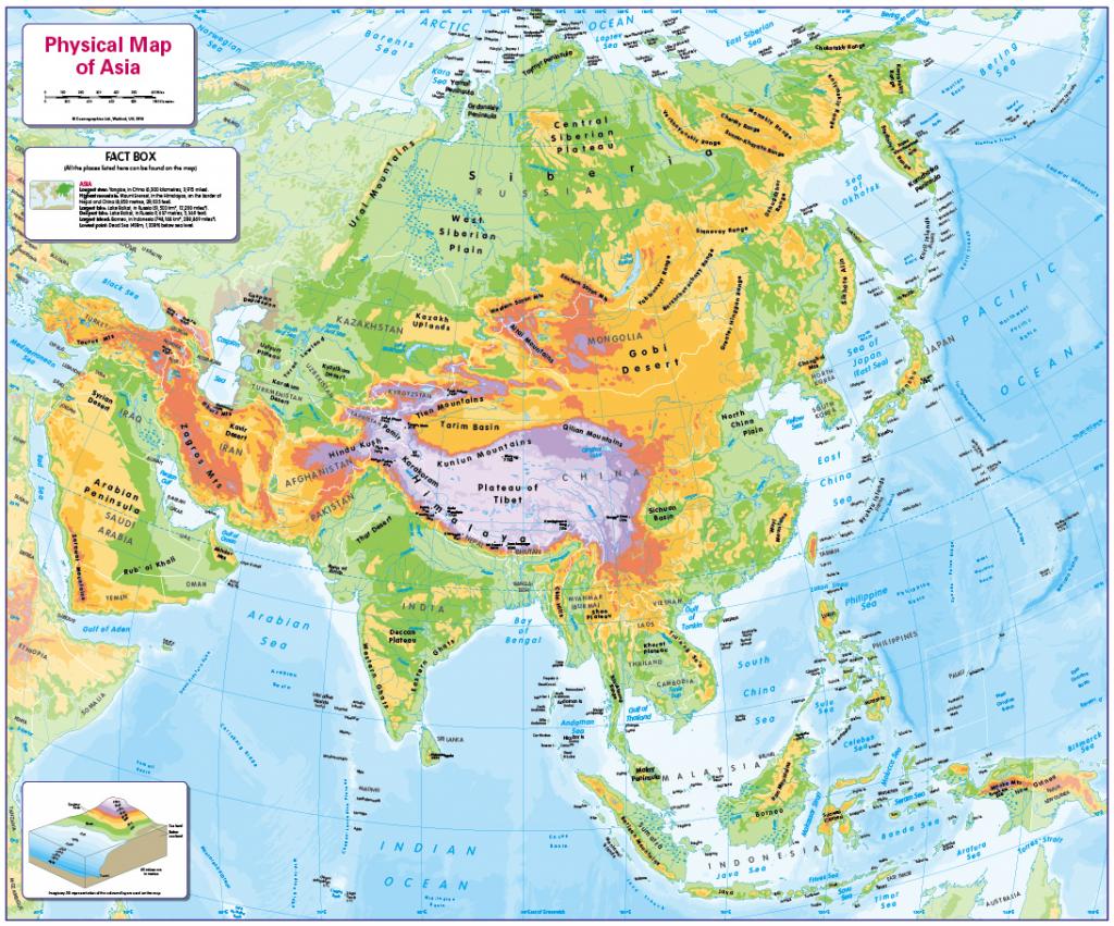 Physical Map Of Asia Cosmographics Ltd