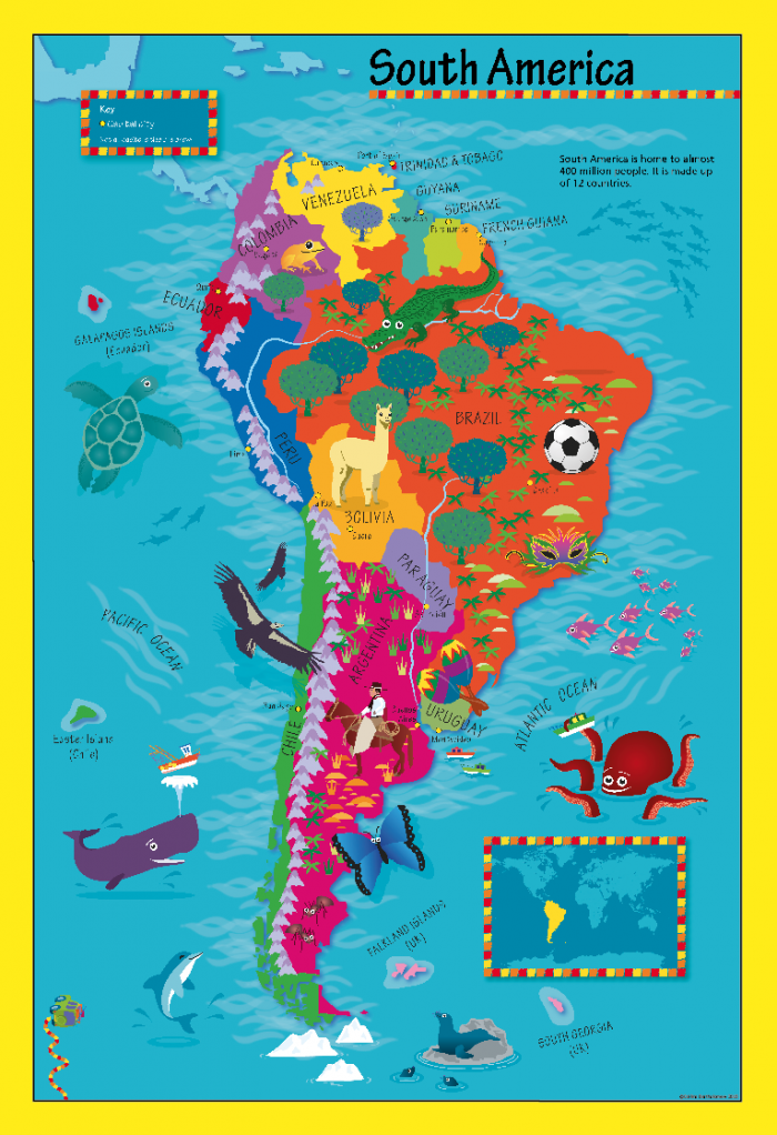 Children S South America Picture Map Cosmographics Ltd   Childrens Picture South America Map3591 700x1022 