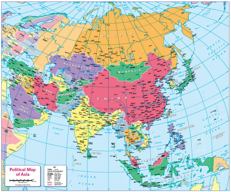 Children's Political map of Asia - Cosmographics Ltd