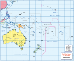 Colour blind friendly Political map of Oceania - Cosmographics Ltd