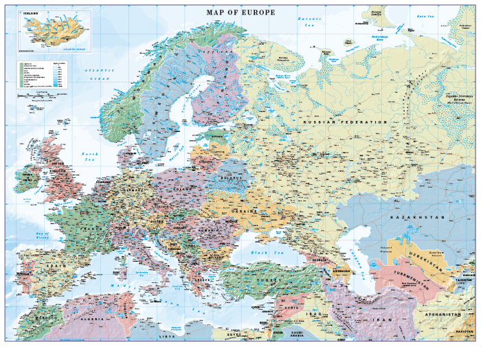 Europe Map Scale 1:10 million - Cosmographics Ltd