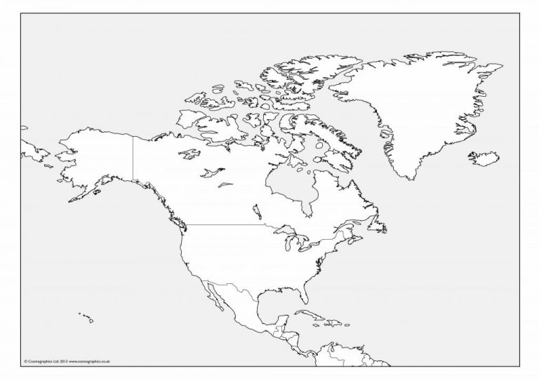 Free outline Map of North America - Cosmographics Ltd