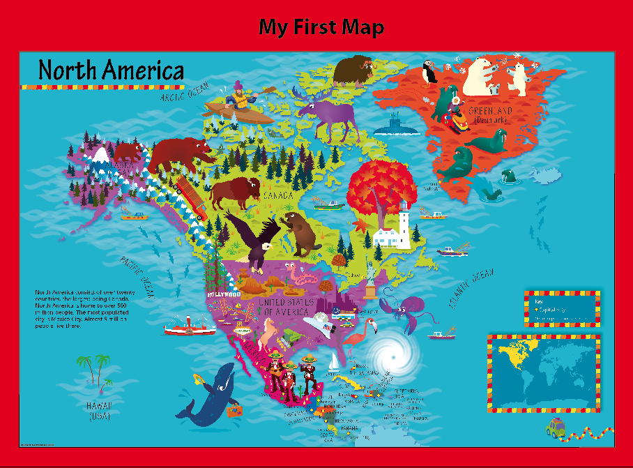 Personalised Childrens Picture Map Of North America Cosmographics Ltd