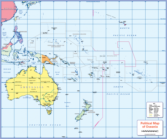 Colour Blind Friendly Political Map Of Oceania Cosmographics Ltd 3568