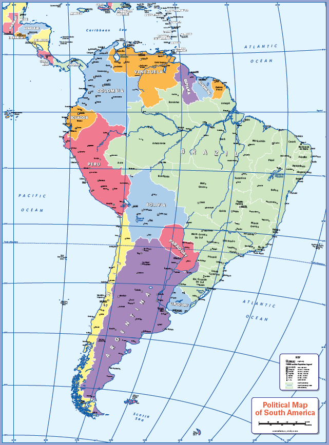 Political map of South America - Cosmographics Ltd