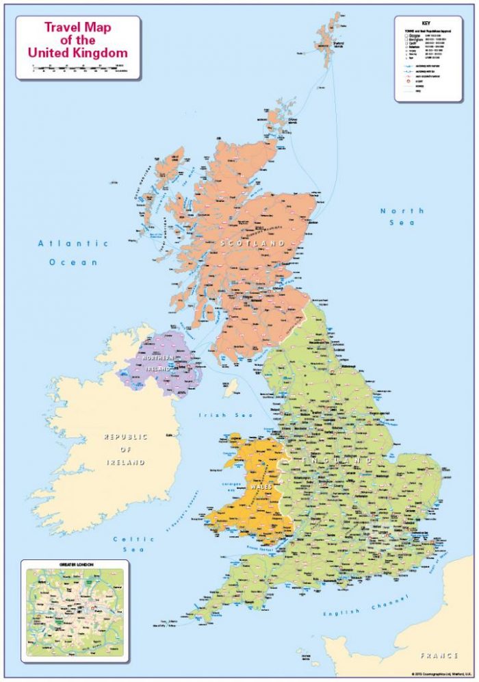 Children's Travel map of the United Kingdom - Cosmographics Ltd